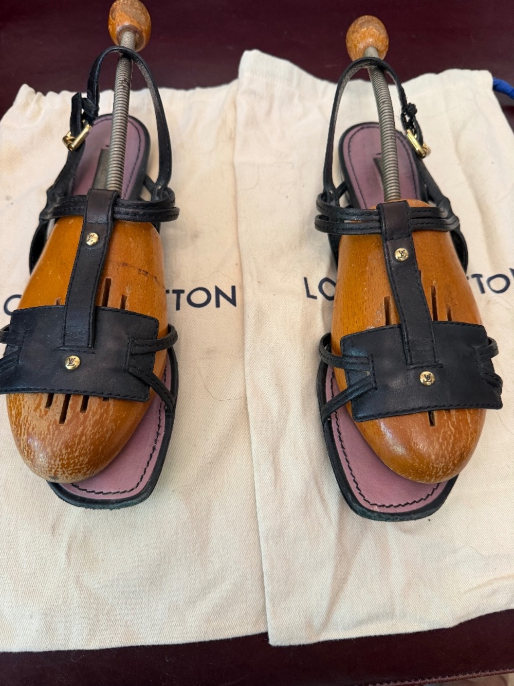 LV Black leather sandal